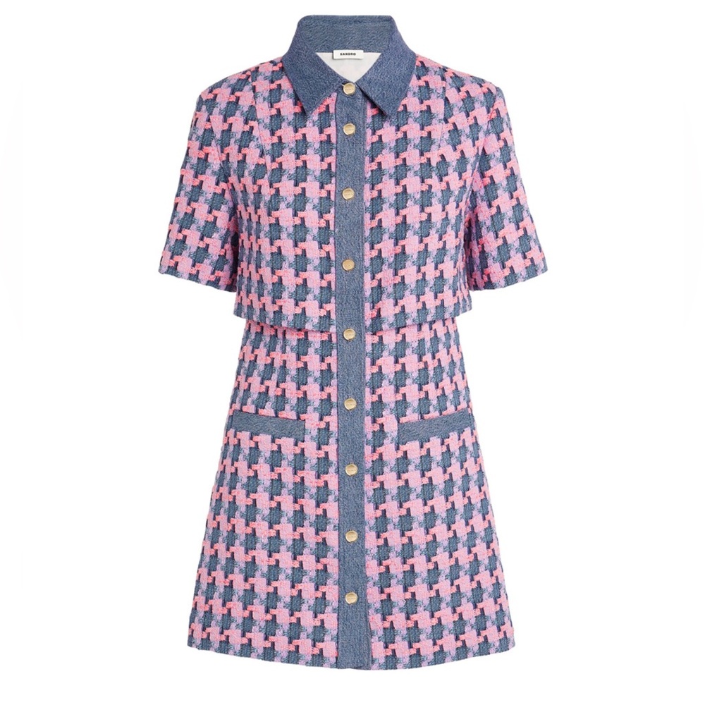 Sandro Amadora Denim Tweed Dress